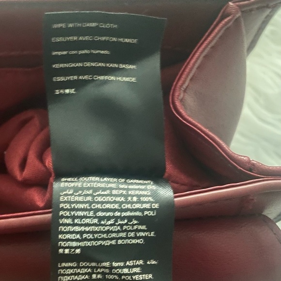 Badgley Mischka Quilted Shoulder Bag Burgundy with Gold Studs - Picture 12 of 14